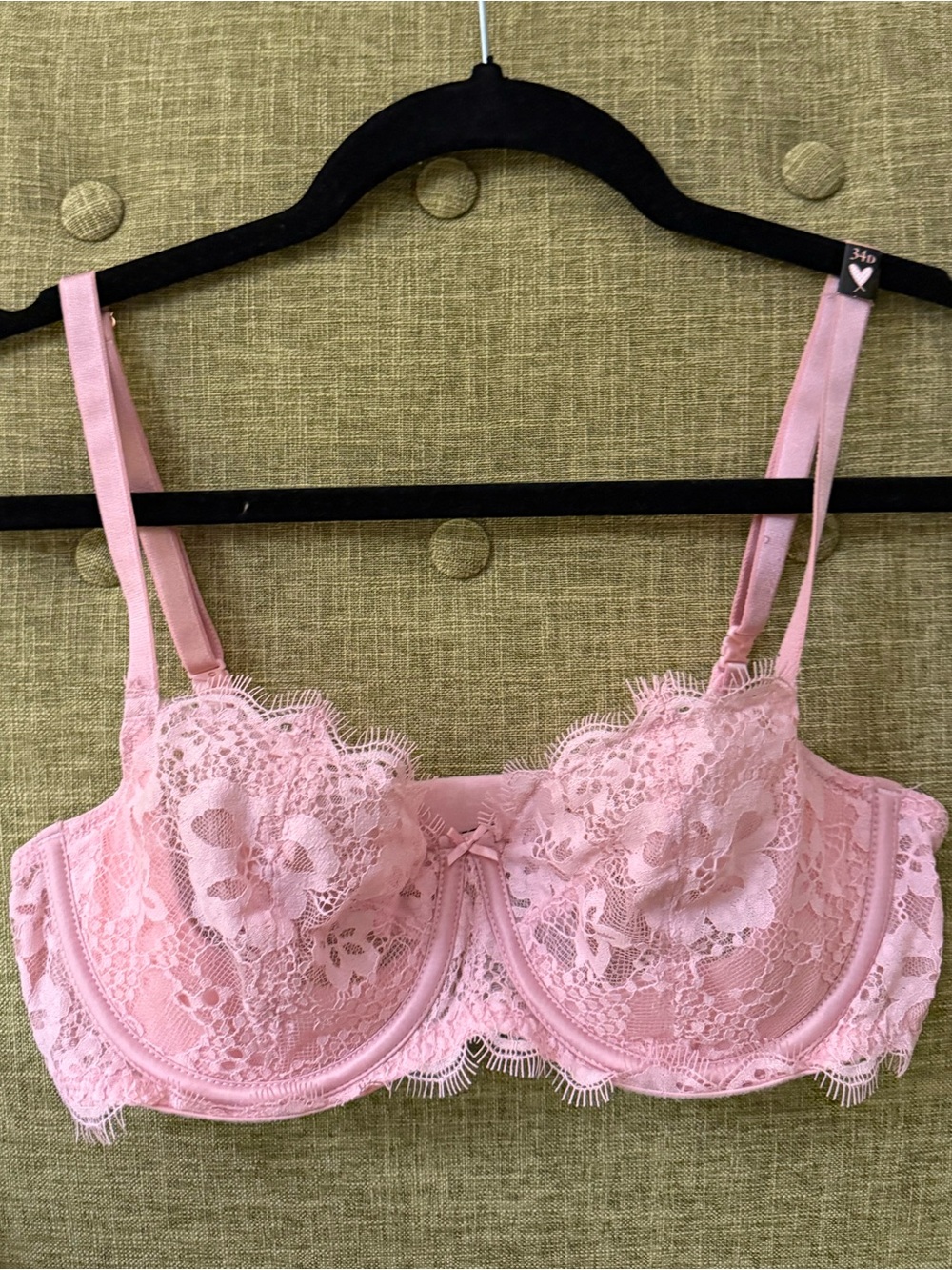Pink Lace Underwire Balconette Bra